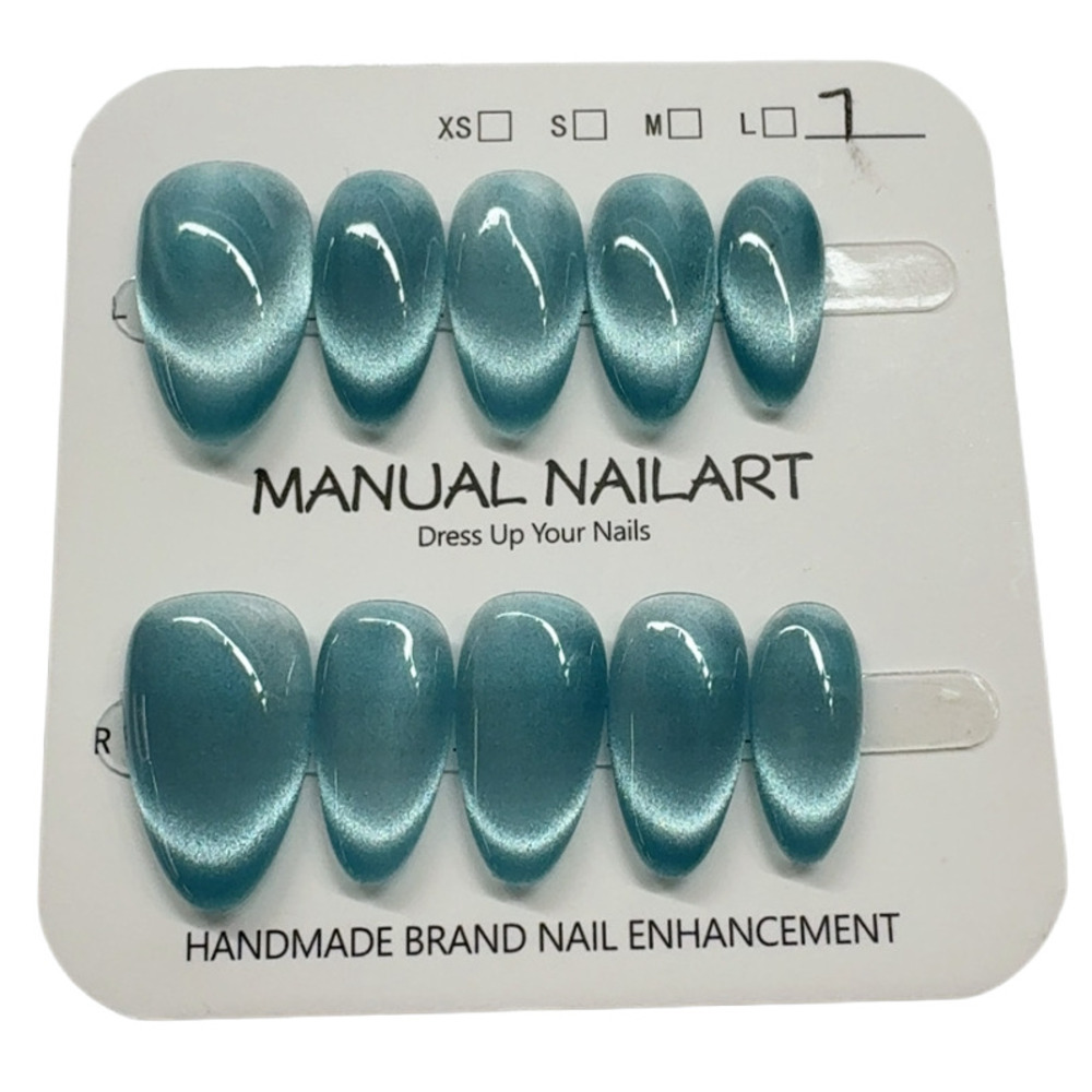 Nail Art Ideas - 10pc French Almond Shape Cat's Eye