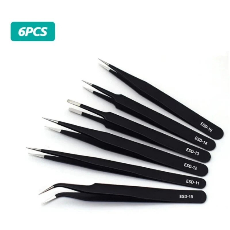 Nail Art Quirky - Stainless Steel Curved Straight Black Tweezer