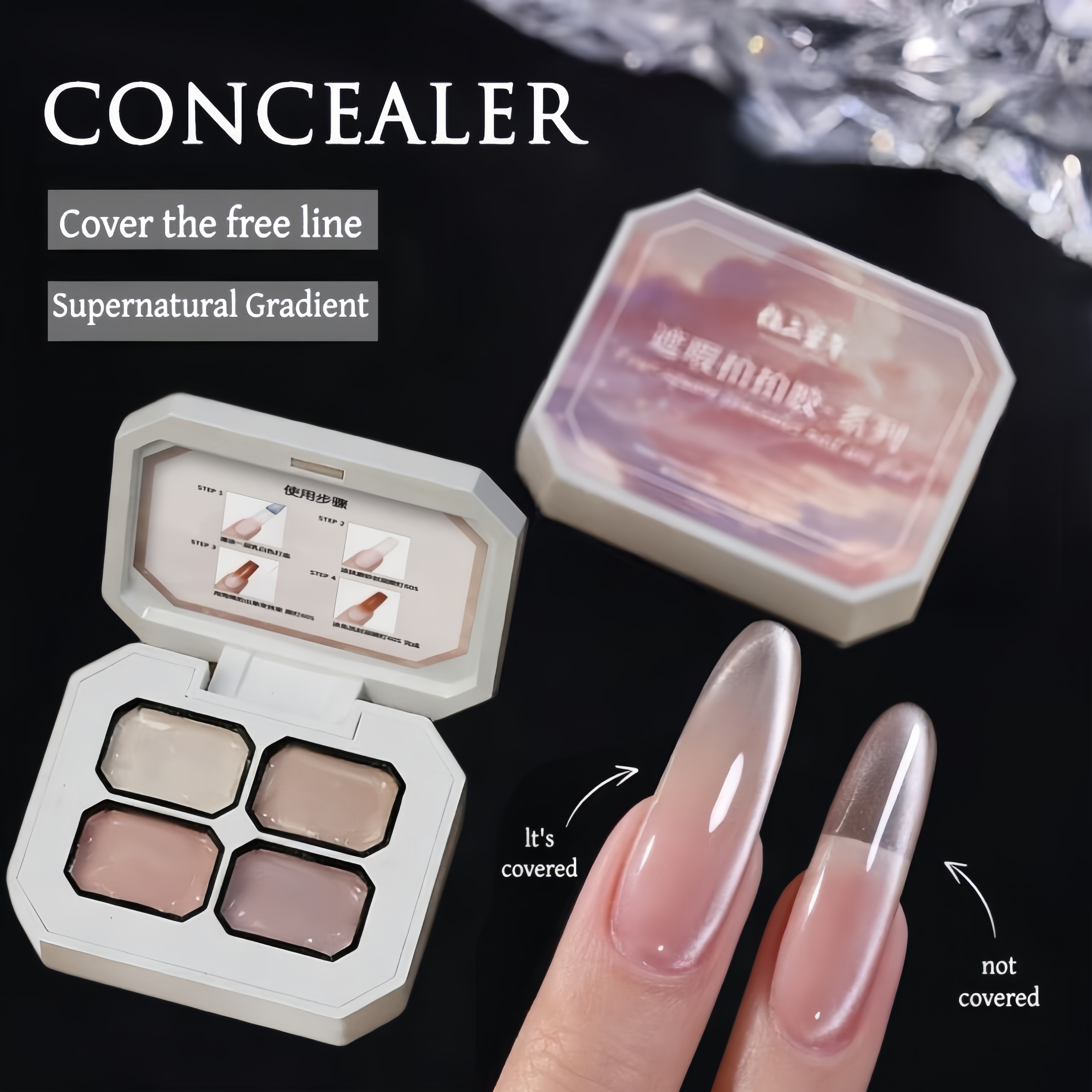 Nail Art Ideas - 4 Colors Gradient pink ，nude Painting