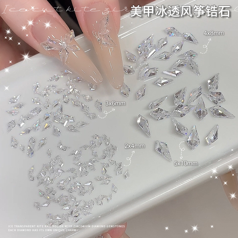 10Pcs/bag Kite Arrow Zircon Bu - مراجعة Nail Art Viral وسعره