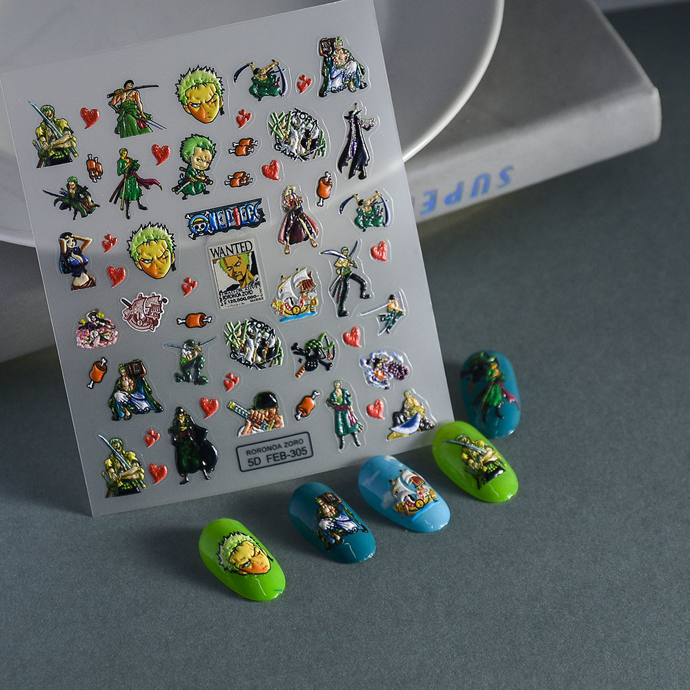 1PCS 5D Portable ONE PIECE Nai - مراجعة Nail Art Zoro One Piece وسعره