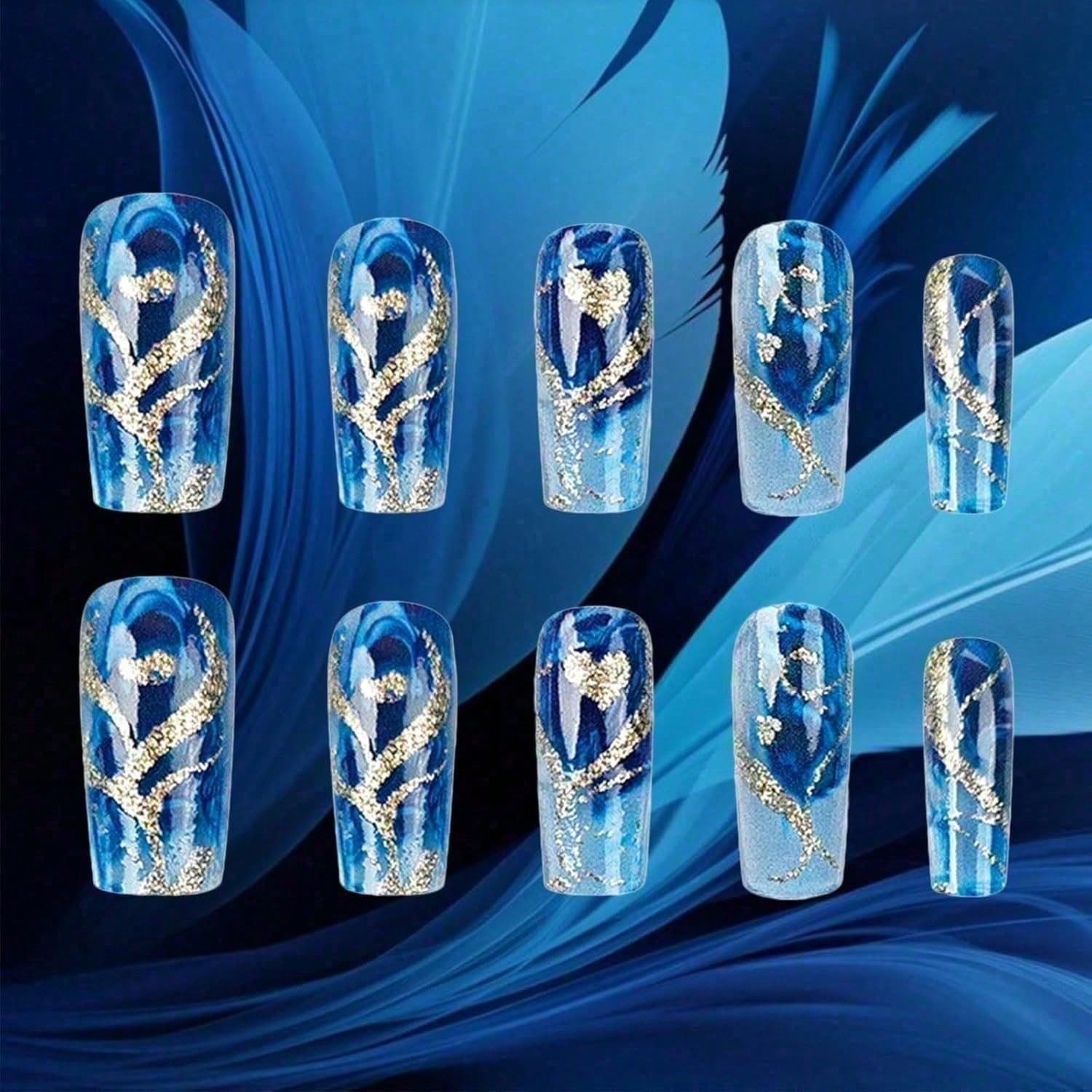 Gold Curve Sea Wave Press On N - مراجعة Nail Art Ideas وسعره