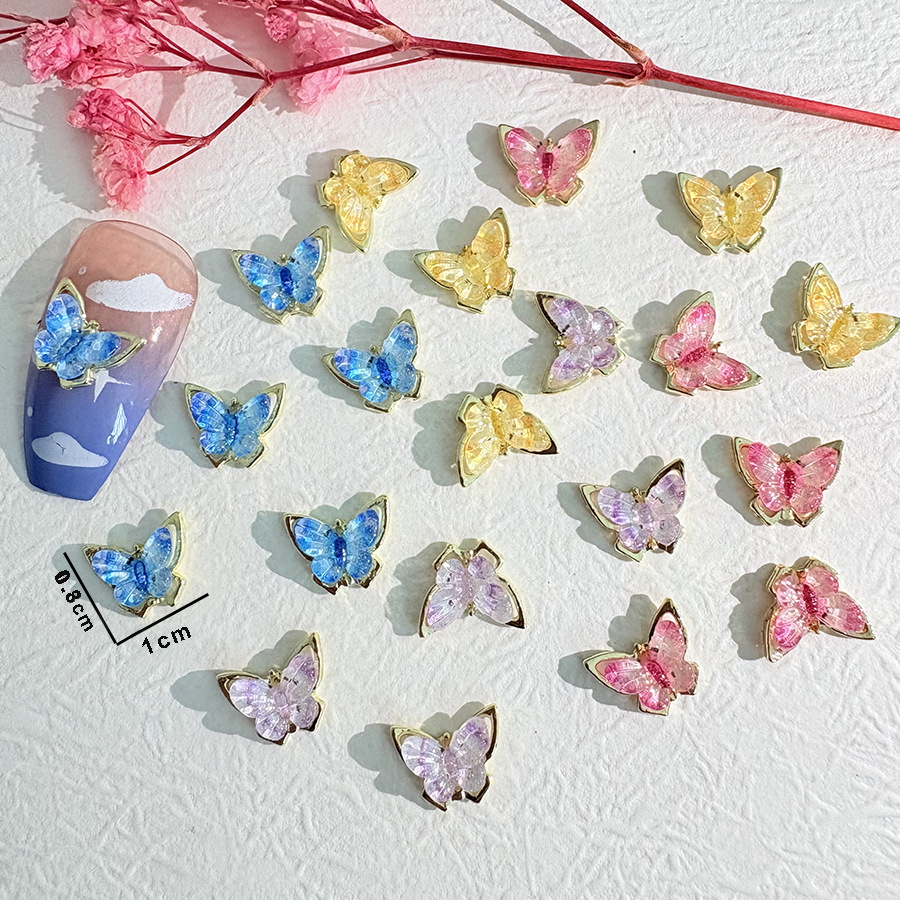 10Pcs/Pack Iridescent Butterfl - مراجعة Nail Art Viral وسعره