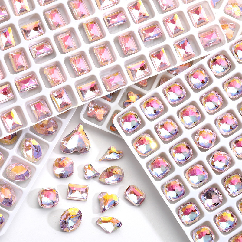 10Pcs AB Pink Heart & Chunky S - مراجعة Nail Art Viral وسعره