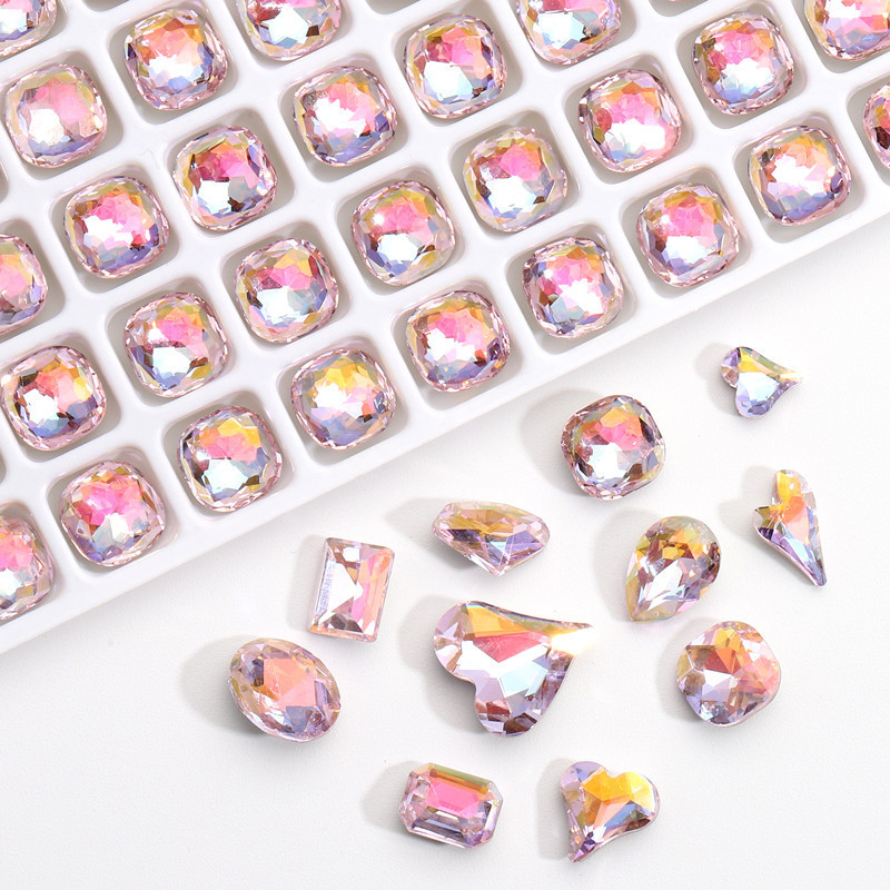 10Pcs AB Pink Heart & Chunky S - مراجعة Nail Art Viral وسعره