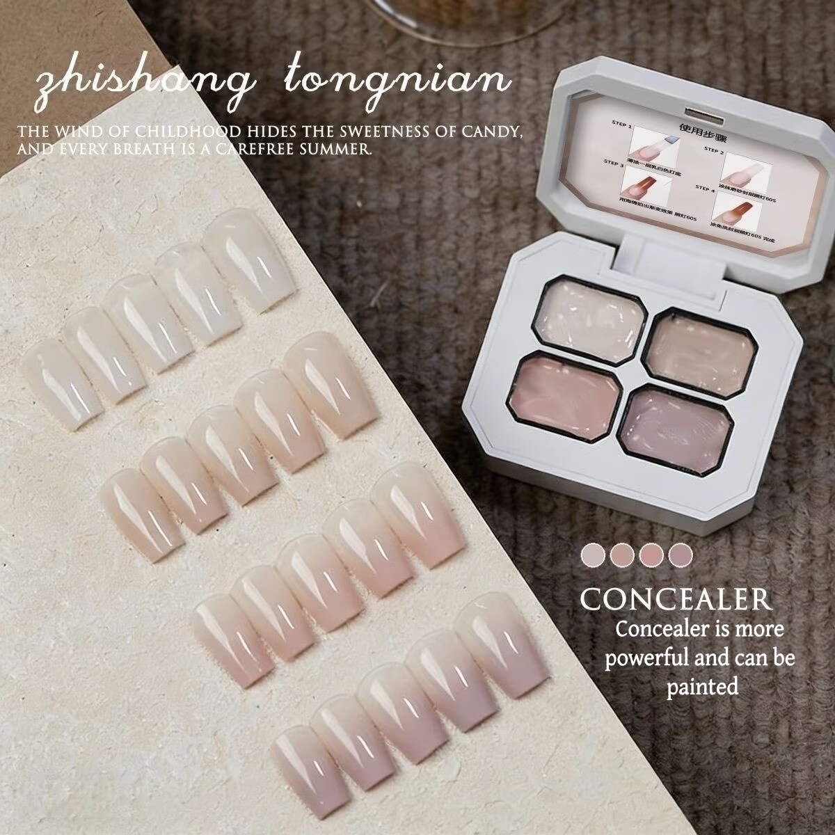 4 Colors Gradient pink ，nude P - مراجعة Nail Art Ideas وسعره